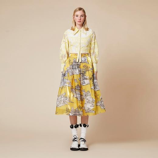 雍正十二月行乐图印花黄色水晶纱半裙 商品图1