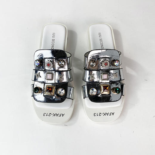 IUIU SECOND夏季时尚元素牛皮矮跟拖鞋 商品图0