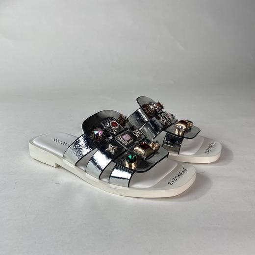 IUIU SECOND夏季时尚元素牛皮矮跟拖鞋 商品图2