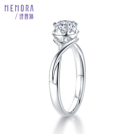 MEMORA诗普琳珠宝玫瑰誓约白色18K金钻石单镶钻戒DR1947 商品图5