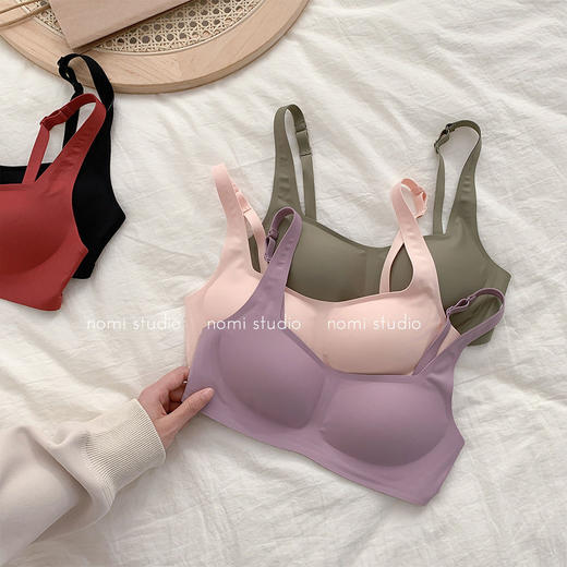 黛唯梵果冻无痕内衣女无钢圈大胸显小胸聚拢防下垂收副乳美背学生文胸罩 商品图0