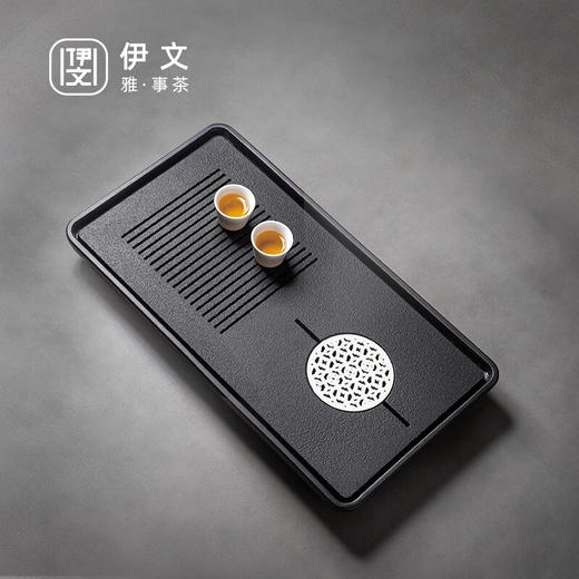 陶瓷干泡茶盘家用储水茶托盘小型日式排水式茶台陶瓷茶海简约 悦方茶盘VN3a 商品图0