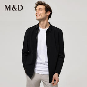 M＆D/名盾商务翻领黑色无缝工艺夹克早春男长袖纯色短款时尚外套