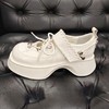 LFGJ 5246  头层牛皮青年设计师系列白色黑色镂空可拆卸绑带厚底鞋 商品缩略图1