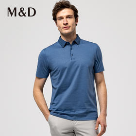 名盾桑蚕丝蓝色短袖polo衫夏季男士商务纯色棉T恤