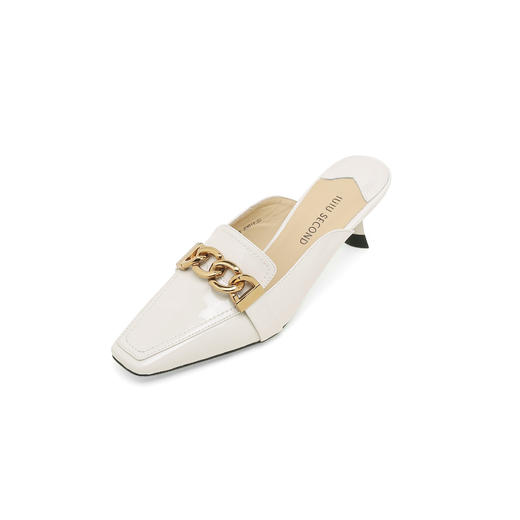 IUIU SECOND春夏漆皮穆勒拖尖头小跟拖鞋 商品图5