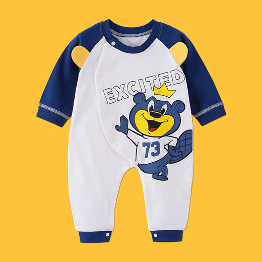 【柔软抗皱 舒适透气 可爱萌趣】春秋新款初生婴儿连体衣卡通纯棉哈衣幼儿宝宝护肚爬服 商品图8