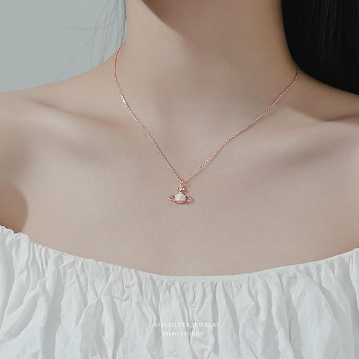 子佩集【环绕星球】S925银满钻锁骨链项链【YXS-A2333】 商品图2