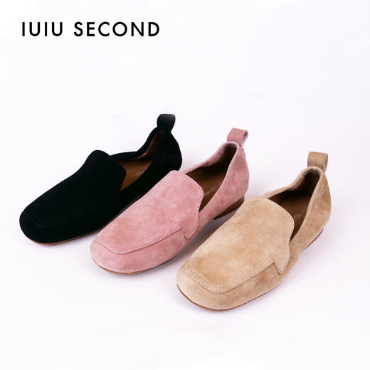 IUIU SECOND 春夏舒软深口单鞋羊皮绒面乐福鞋 商品图1