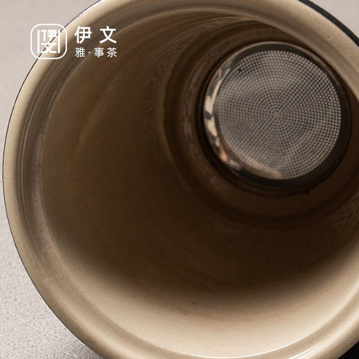 陶瓷过滤茶杯带盖泡茶杯马杯创意陶瓷办公茶水分离喝茶杯子 粗陶行政杯（黑）I2g 商品图7