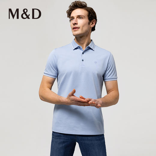 M＆D/名盾夏季新款黑科技降温翻领短袖条纹Polo衫商务棉T恤男 商品图1