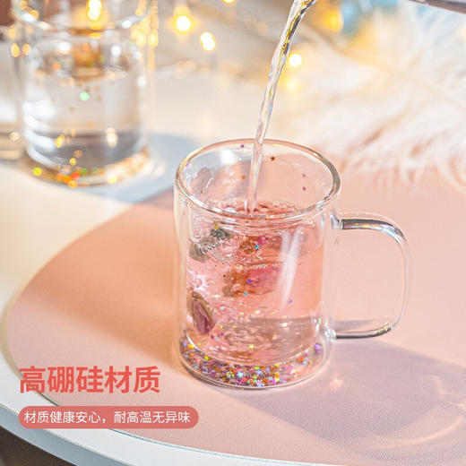 双层星星杯复古红色经典咖啡杯 大容量杯子高硼耐热水杯 彩虹星星直筒杯270ml 商品图3