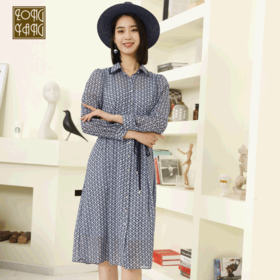 宗洋zongyang女装2022春季新品长袖雪纺常规连衣裙气质显瘦BCL3ST7822Y-48