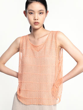 2022新款丝羊绒7针单股镂空圆领背心