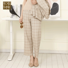 宗洋zongyang女装2022春季新品裤子格子裤百搭BCL4CK7838-76