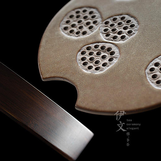 陶瓷圆形茶盘家用储水式托盘陶瓷简约茶海小型茶台干泡茶盘 炎黄莲藕圆茶盘 商品图5