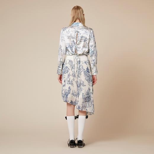 雍正十二月行乐图印花白色真丝缎衬衣 商品图4