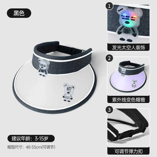 【灯光版太空人 变色空顶遮阳帽】儿童防晒帽防紫外线变色空顶太阳帽子男女童春夏季薄款宝宝遮阳帽 商品图9