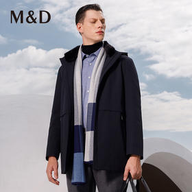 M＆D/名盾商务男士秋冬水貂毛领兔绒内胆白鹅绒尼克服羽绒服外套