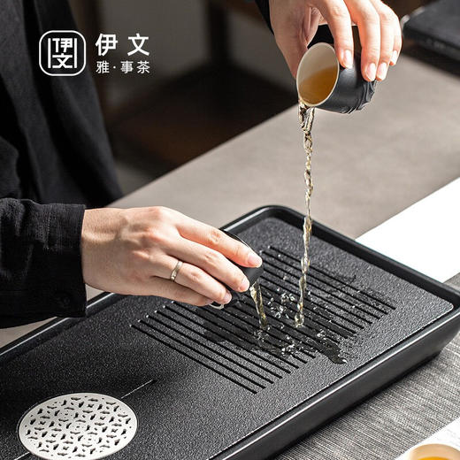 陶瓷干泡茶盘家用储水茶托盘小型日式排水式茶台陶瓷茶海简约 悦方茶盘VN3a 商品图7