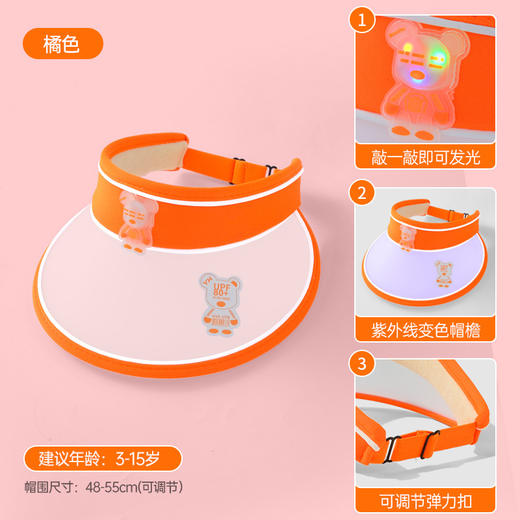 【灯光版太空人 变色空顶遮阳帽】儿童防晒帽防紫外线变色空顶太阳帽子男女童春夏季薄款宝宝遮阳帽 商品图8