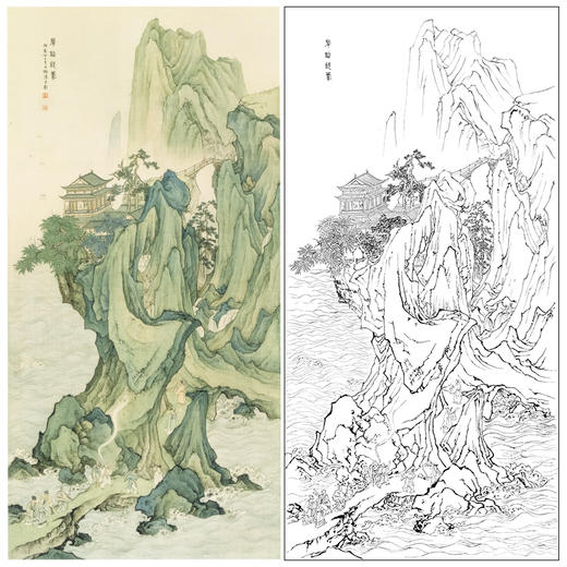 白描底稿-竖幅工笔山水陈少梅-《群仙祝寿》-多种白描尺寸可选-LQ37 商品图0
