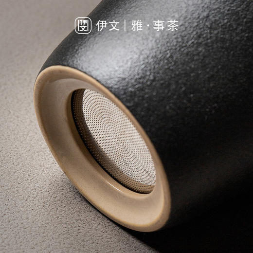 陶瓷过滤茶杯带盖泡茶杯马杯创意陶瓷办公茶水分离喝茶杯子 粗陶行政杯（黑）I2g 商品图5
