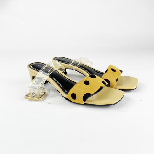 IUIU SECOND夏季时尚波点元素牛皮中跟拖鞋 商品图3