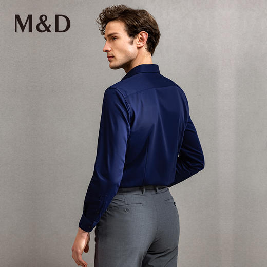 M＆D/名盾商务男装春季新款长袖衬衫中青年纯色休闲修身衬衣 商品图3
