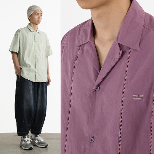 CryingCenter 古巴领棉感短袖衬衫 商品图0