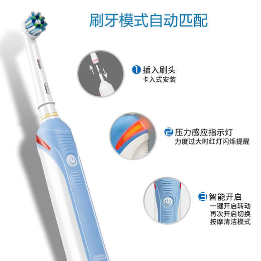 博朗OralB/欧乐B博朗德国电动牙刷成人充电式3D声波家用圆头P600 商品图1