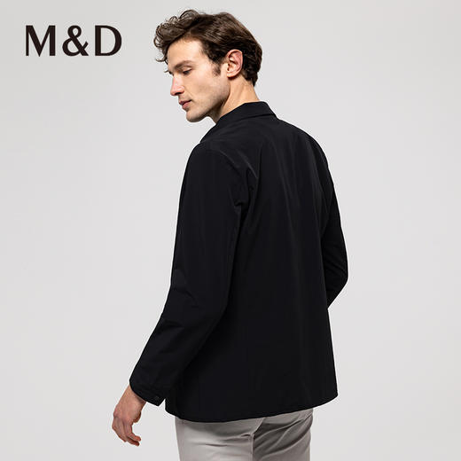 M＆D/名盾商务翻领黑色无缝工艺夹克早春男长袖纯色短款时尚外套 商品图3