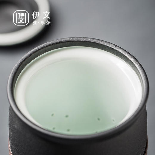 陶瓷西沙马克杯带盖办公室喝水杯陶瓷过滤泡茶杯茶水分离杯子 西沙黑A2a（英调） 商品图8