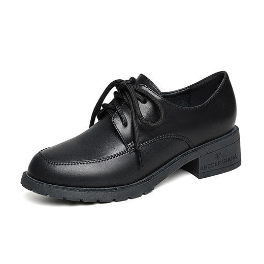 2022年新款春季百搭粗跟圆头英伦风小皮鞋女  LXHX622 商品图4