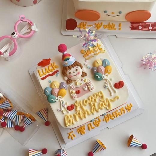 小女孩女生女士手绘方形蛋糕（多款式选择）-低糖处理无添加 商品图2