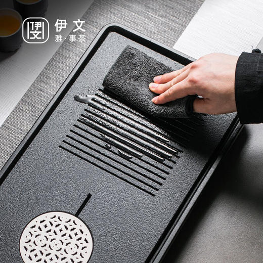 陶瓷干泡茶盘家用储水茶托盘小型日式排水式茶台陶瓷茶海简约 悦方茶盘VN3a 商品图8
