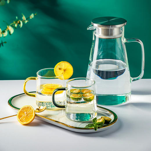 高硼硅玻璃杯带把手耐高温泡茶杯家用水杯牛奶杯开水凉水壶套装 千禧粉把杯单只装 无规格 商品图2