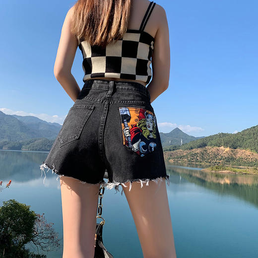 【HEY+JEANS】 2022夏季新款高腰显瘦牛仔裤 时尚热裤 牛仔裙 商品图2