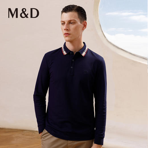 MD名盾男士长袖POLO衫秋冬商务休闲火山岩发热保暖翻领T恤11391 商品图2