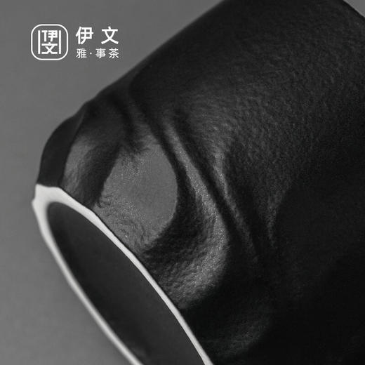 木柄防烫品茗杯功夫茶杯陶瓷主人杯单杯家用茶盏杯垫套装茶道杯 清风木柄品杯（白）+胡桃木杯垫 商品图9