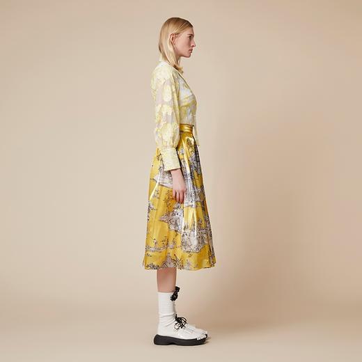 雍正十二月行乐图印花黄色水晶纱半裙 商品图3