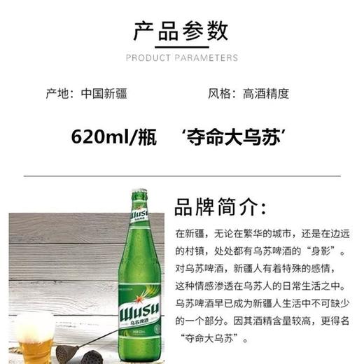 新疆乌苏啤酒6瓶/件（绿乌苏） 商品图3