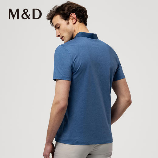 名盾桑蚕丝蓝色短袖polo衫夏季男士商务纯色棉T恤 商品图3