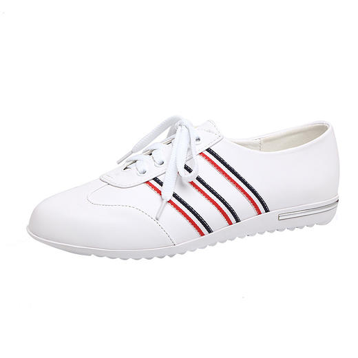 平底女单鞋春秋百搭小白鞋皮鞋系带大码休闲工作鞋 LX233 商品图6