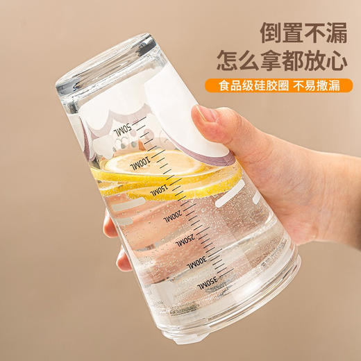 网红奶茶杯带刻度吸管杯玻璃水杯女家用带盖成人透明早餐牛奶咖啡杯卡通大容量杯子 小黄鸭杯（玻璃吸管） 商品图2