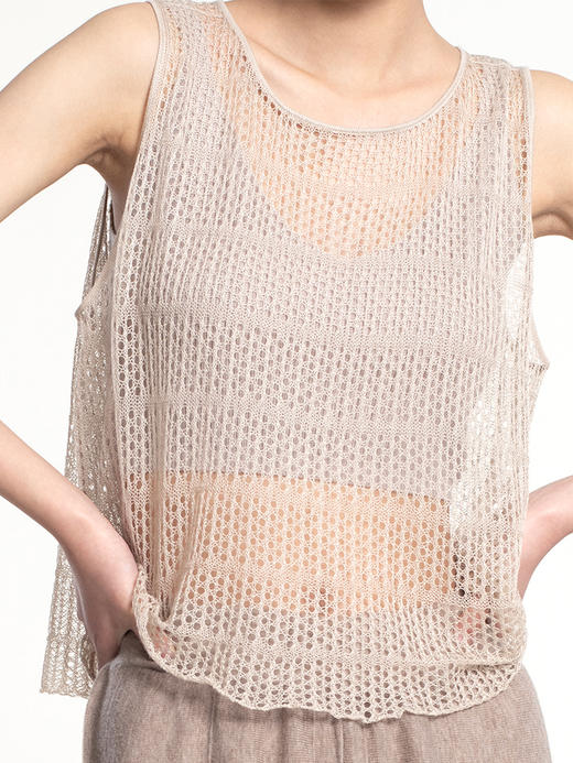 2022新款丝羊绒7针单股镂空圆领背心 商品图2