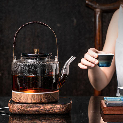 玻璃煮茶壶耐高温烧水煮茶器家用电陶炉煮茶炉泡茶 伊-【店长推荐】锦程玻璃煮茶壶-木纹W1h 商品图2