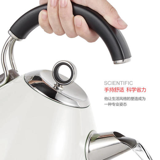 摩飞电热水壶魔飞烧水壶自动断电防干烧大容量家用304不锈钢电水壶烧水壶1.5升MR7456A 米白 商品图3