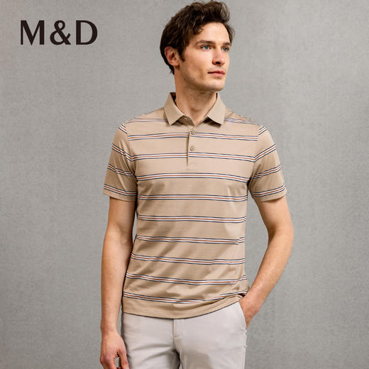 MD名盾短袖桑蚕丝条纹polo衫夏季新品男士商务棉翻领T恤 商品图0