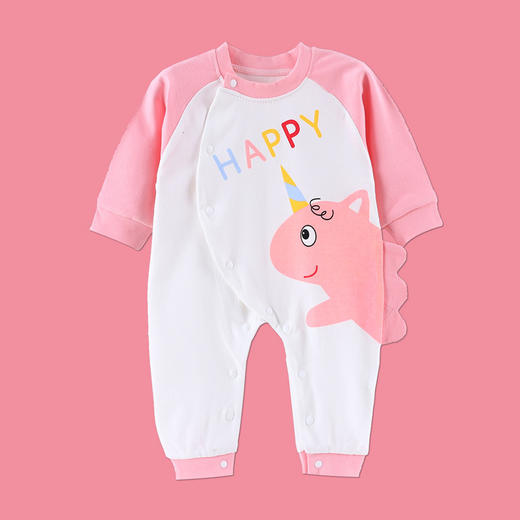 【柔软抗皱 舒适透气 可爱萌趣】春秋新款初生婴儿连体衣卡通纯棉哈衣幼儿宝宝护肚爬服 商品图3